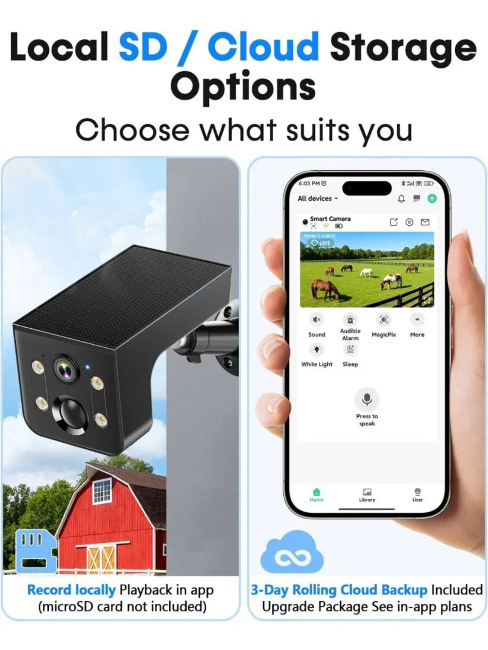 2K Solar Security Camera - Clear Outdoor Wireless, HDR, Live View & Quick Alerts